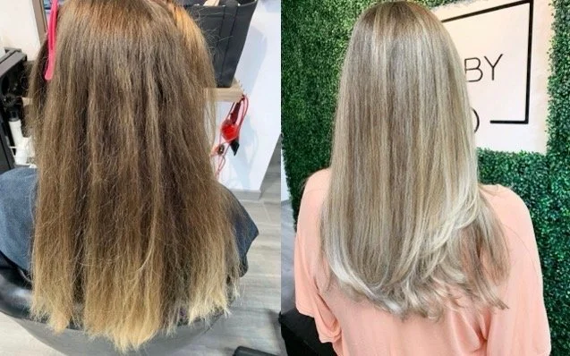 balayage before and after Salon By Yoo Honolulu