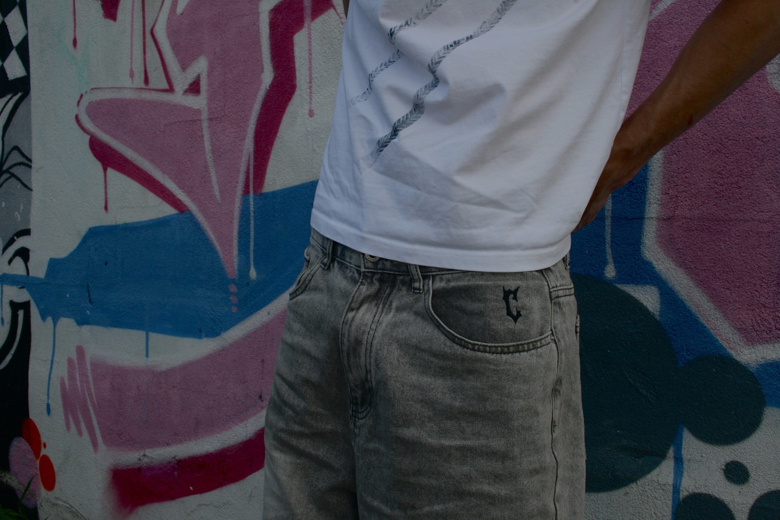 washed grey jorts