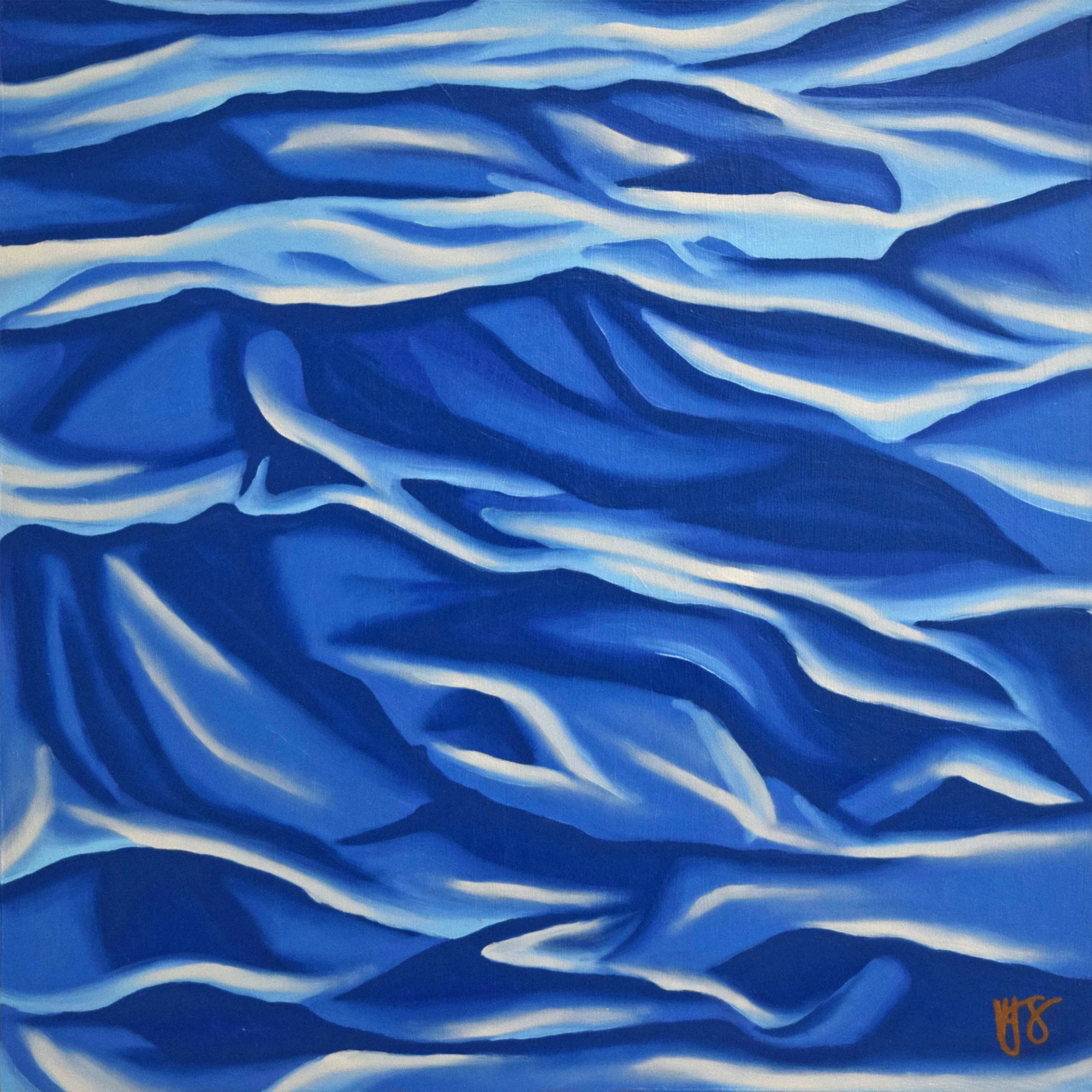 REFRACTION IN BLUE | Oil on wood panel, 12x12," 2023