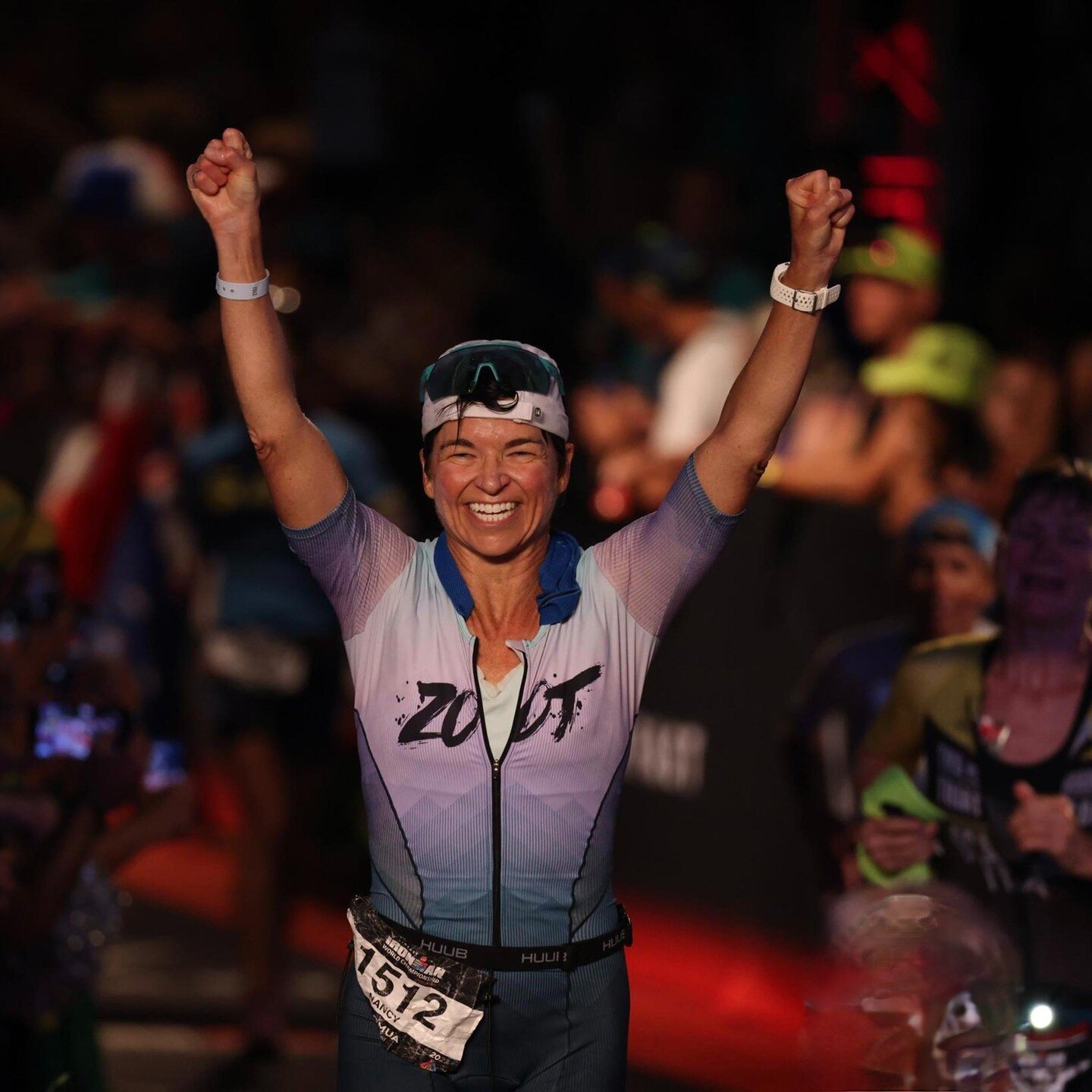 At long last, some good pics to appropriately celebrate another rock-solid accomplishment by Vmax Squad Nancy Lynch, finishing her 3rd Kona IM WC with a 29min overall PB (54min improvement from her first IM WC when eight years younger!), and moving u