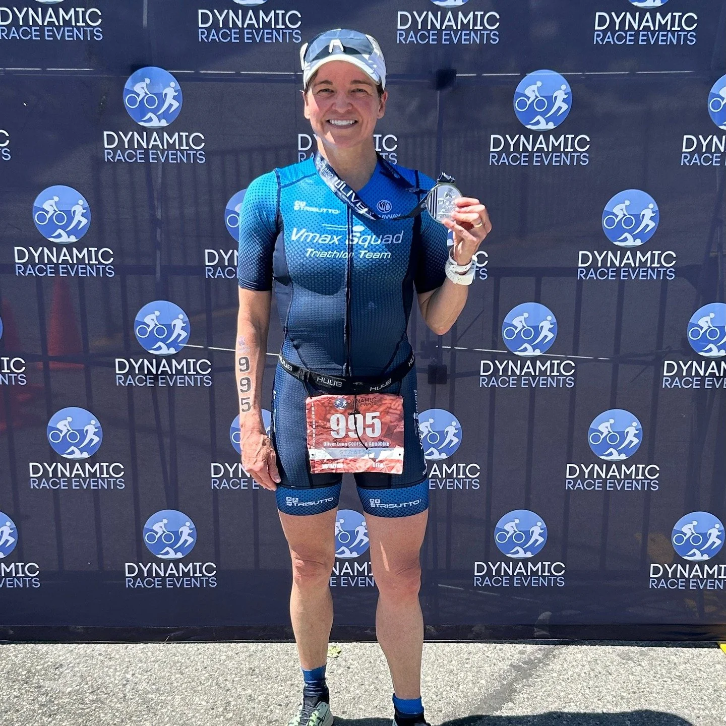 Great season opener this past Sun for @vmaxsquad Nancy Lynch finishing 1st F55-59, 4th female overall, at the Oliver Half-Iron Triathlon (Oliver BC), on a scorching +36C day! Took to the front from the start and would eventually wrap it up with a com