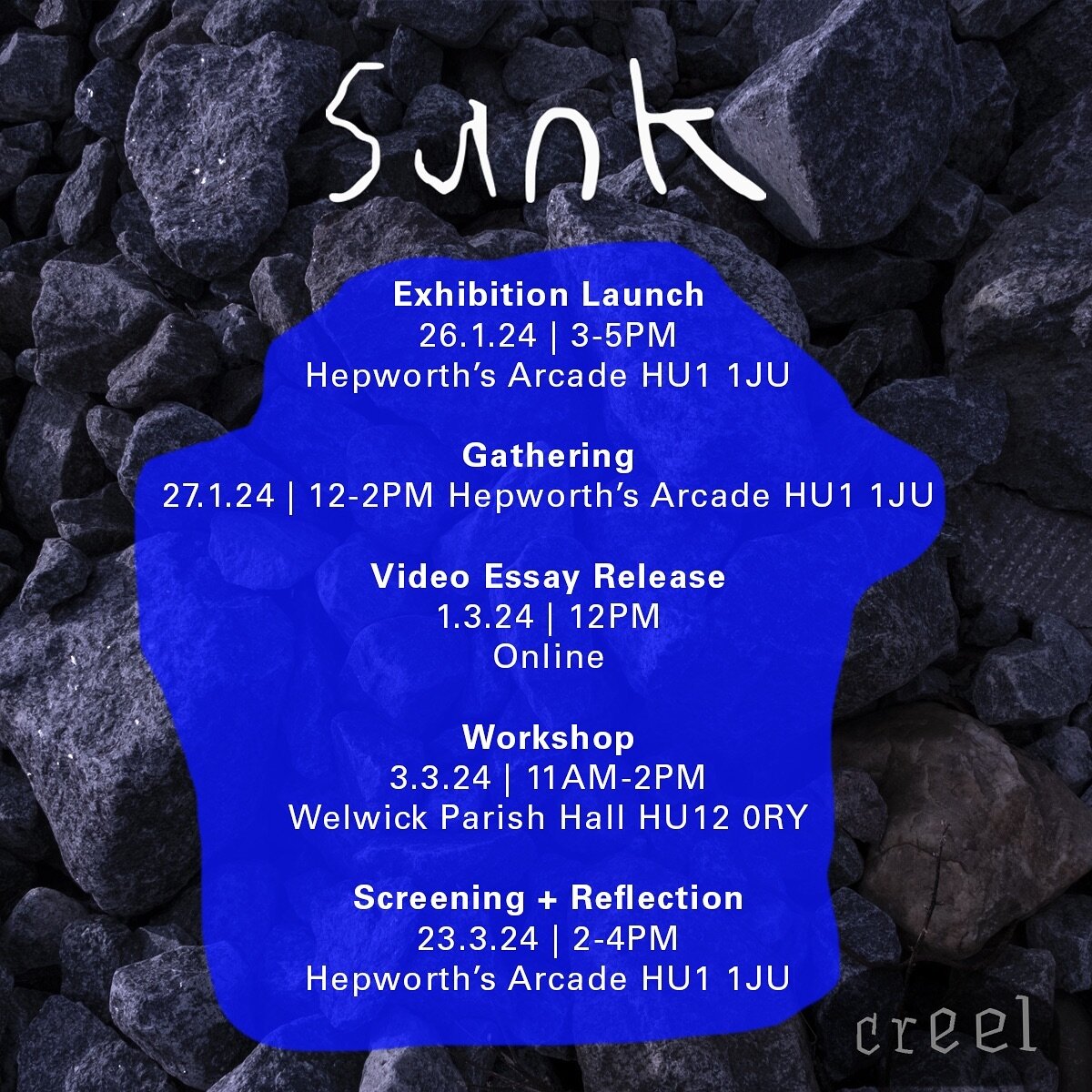S U N K launches this Friday with a physical exhibition in Hepworth's Arcade, and an online component featuring conversations around ecological belief from contrasting perspectives, as well as opportunities for response, and further reading. 

All ev