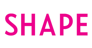 The word 'SHAPE' in bold pink letters on a white background.
