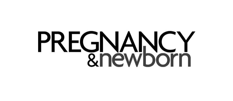 Text that reads "Pregnancy & Newborn" in black and gray fonts.