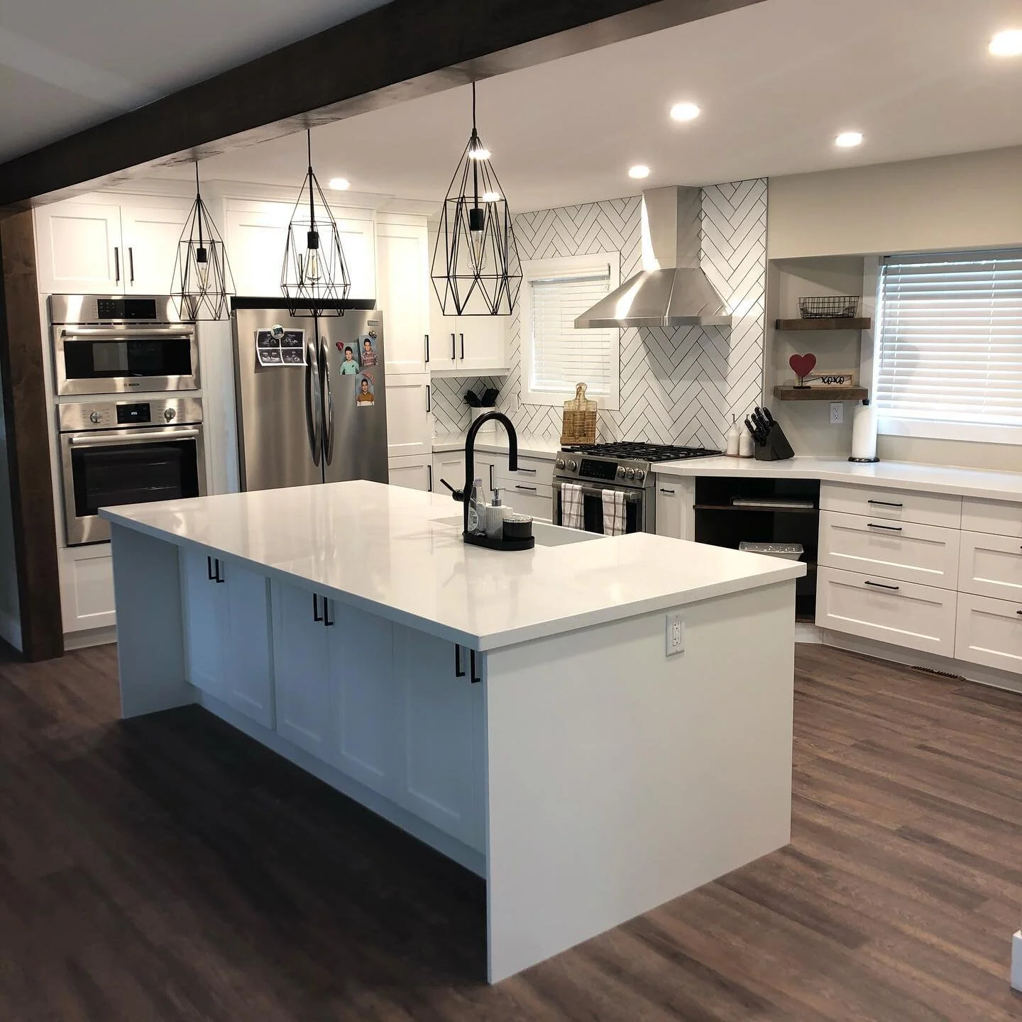 Quite proud of this transformation, completely new house for some great clients.  Scroll to see the before pics, check back for more soon @thebarbourbunch6 got her massive island lol @euroritecabinets @tulip_plumbing @htang089 #renovation #hgtv #home