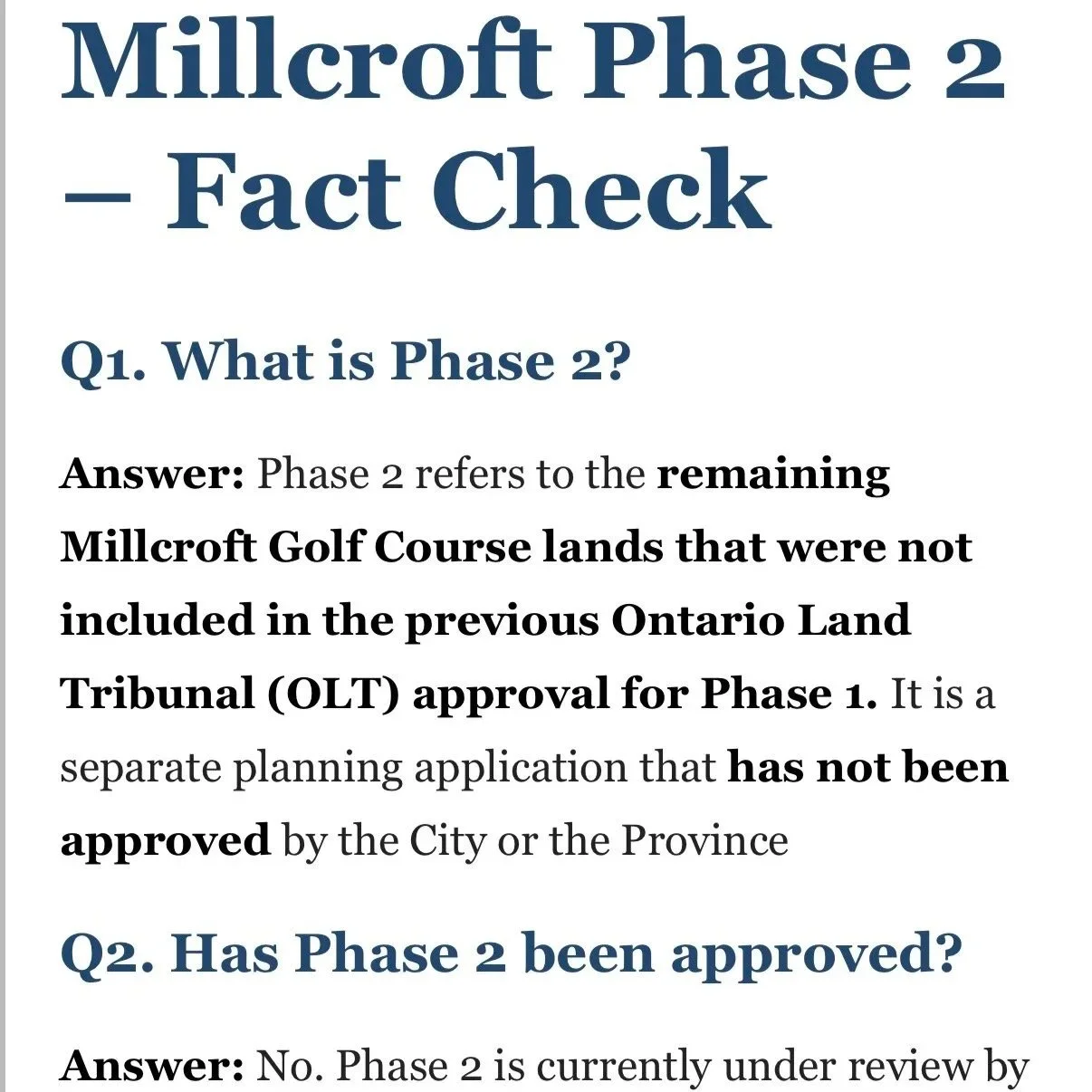 Millcroft Fact Check