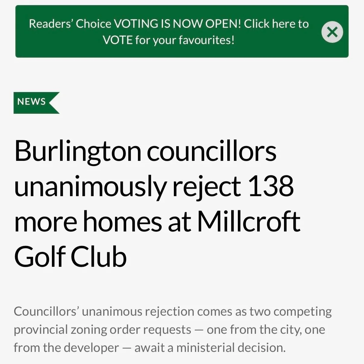 Burlington Council Rejects 138 More Homes