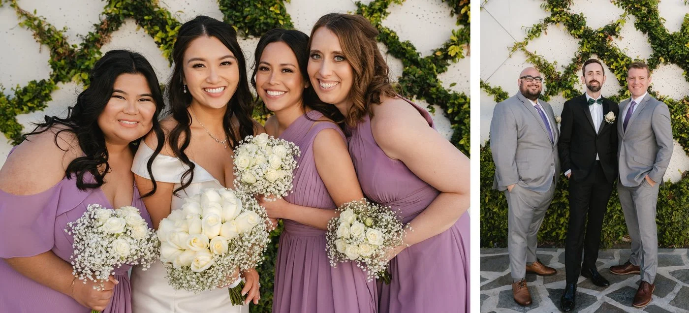 bridal party portrait at a wedding at the betty in long beach