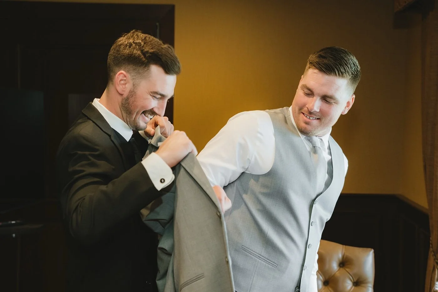 groom getting ready for his wedding at glendora country club