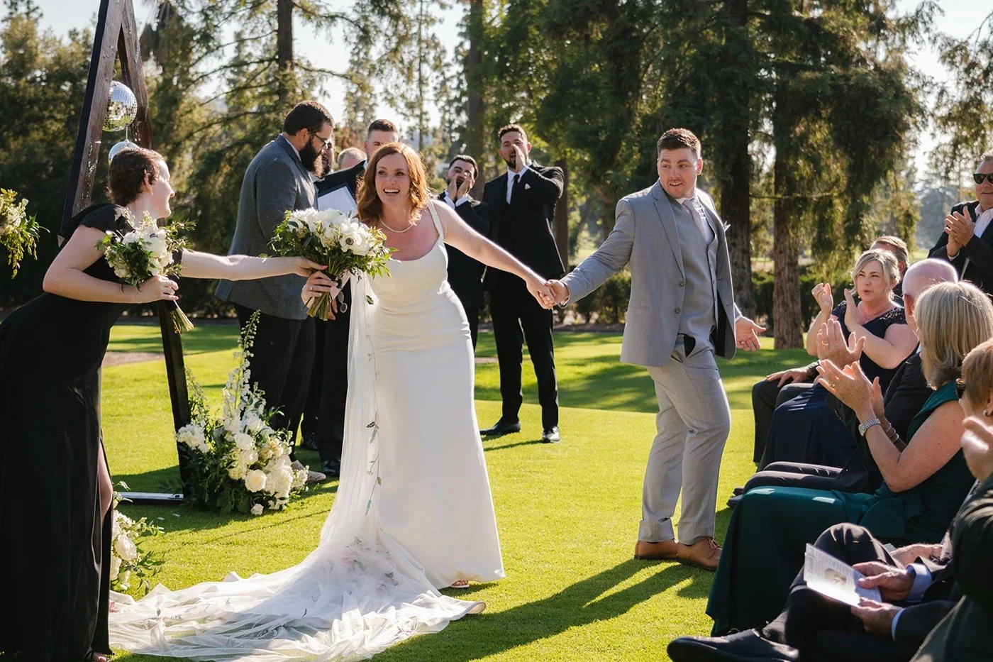 wedding ceremony on the golf course at glendora country club