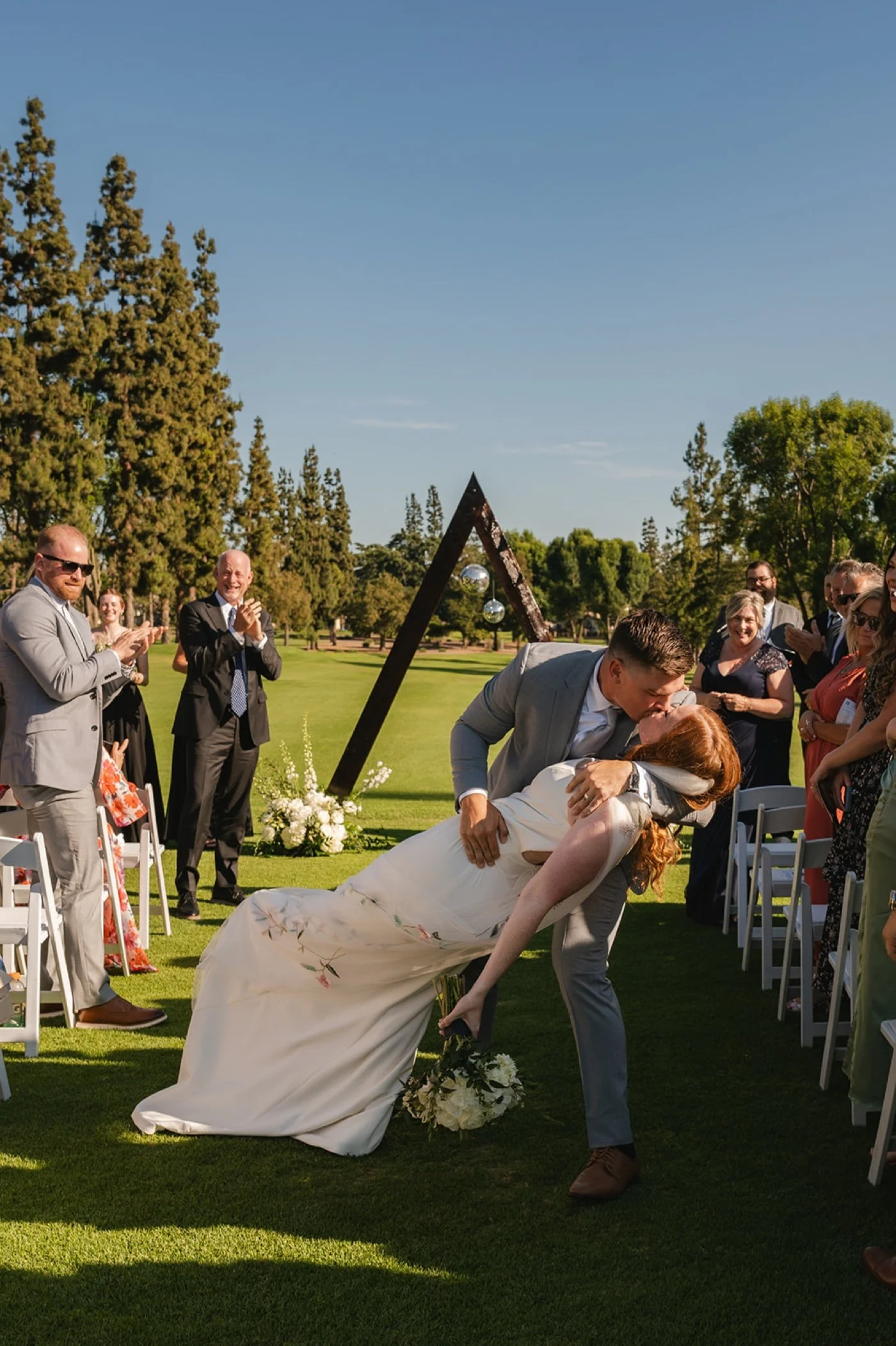 wedding ceremony on the golf course at glendora country club