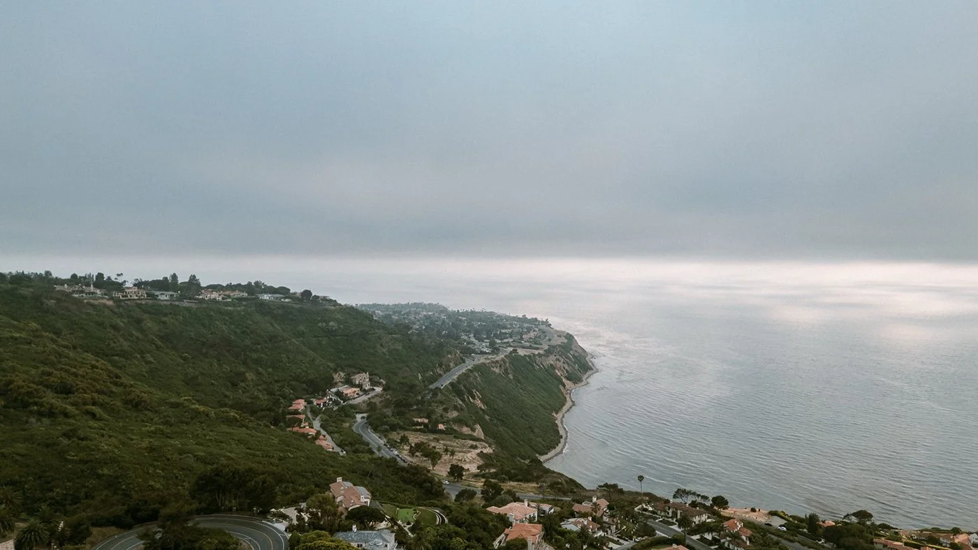 drone photo of rancho palos verdes california