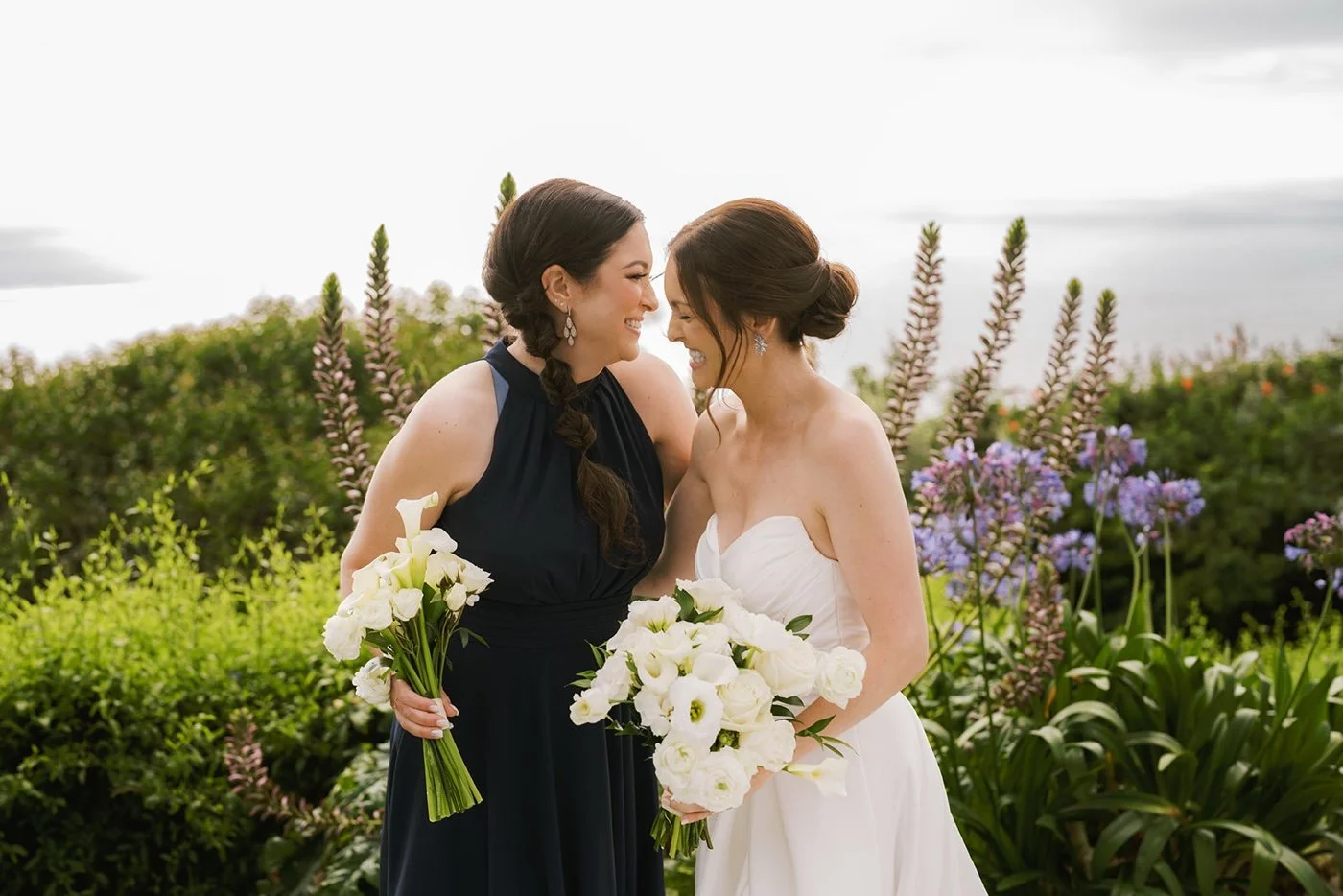 a bride and her maid of honor at a la venta inn wedding in palos verdes estates california