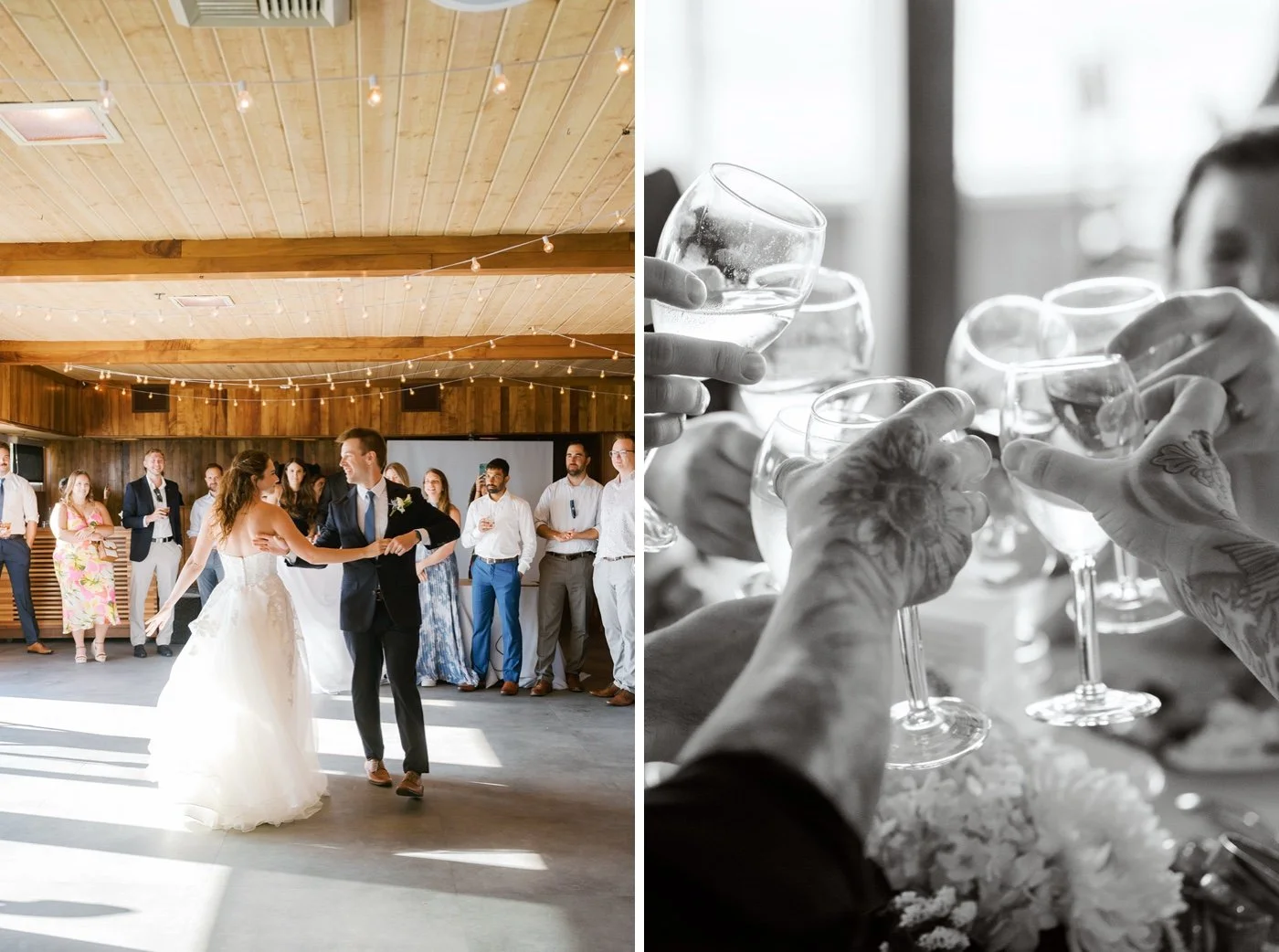 wedding reception with tropical details at duke's malibu in california