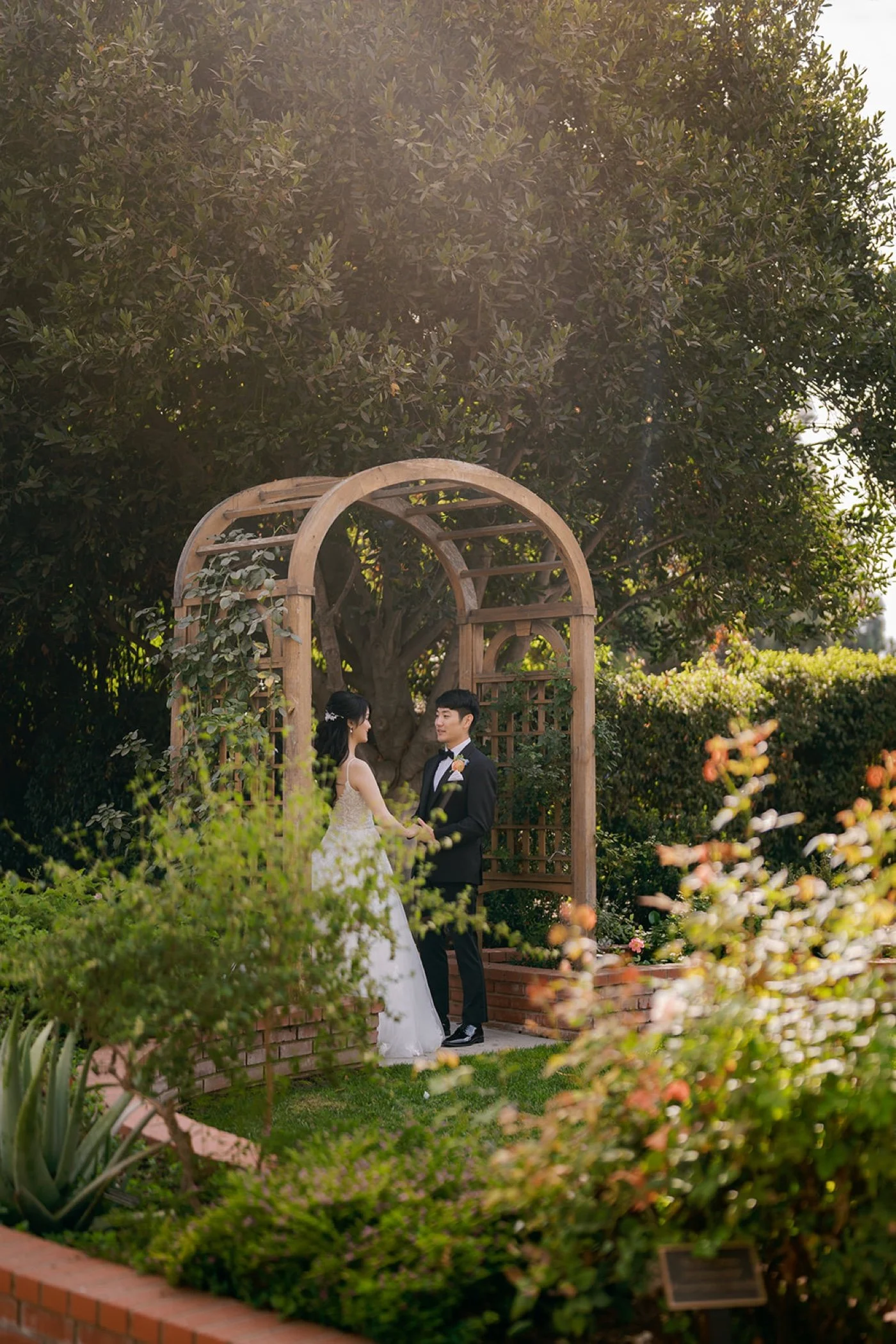 a bride and groom's first look at their camarillo ranch wedding