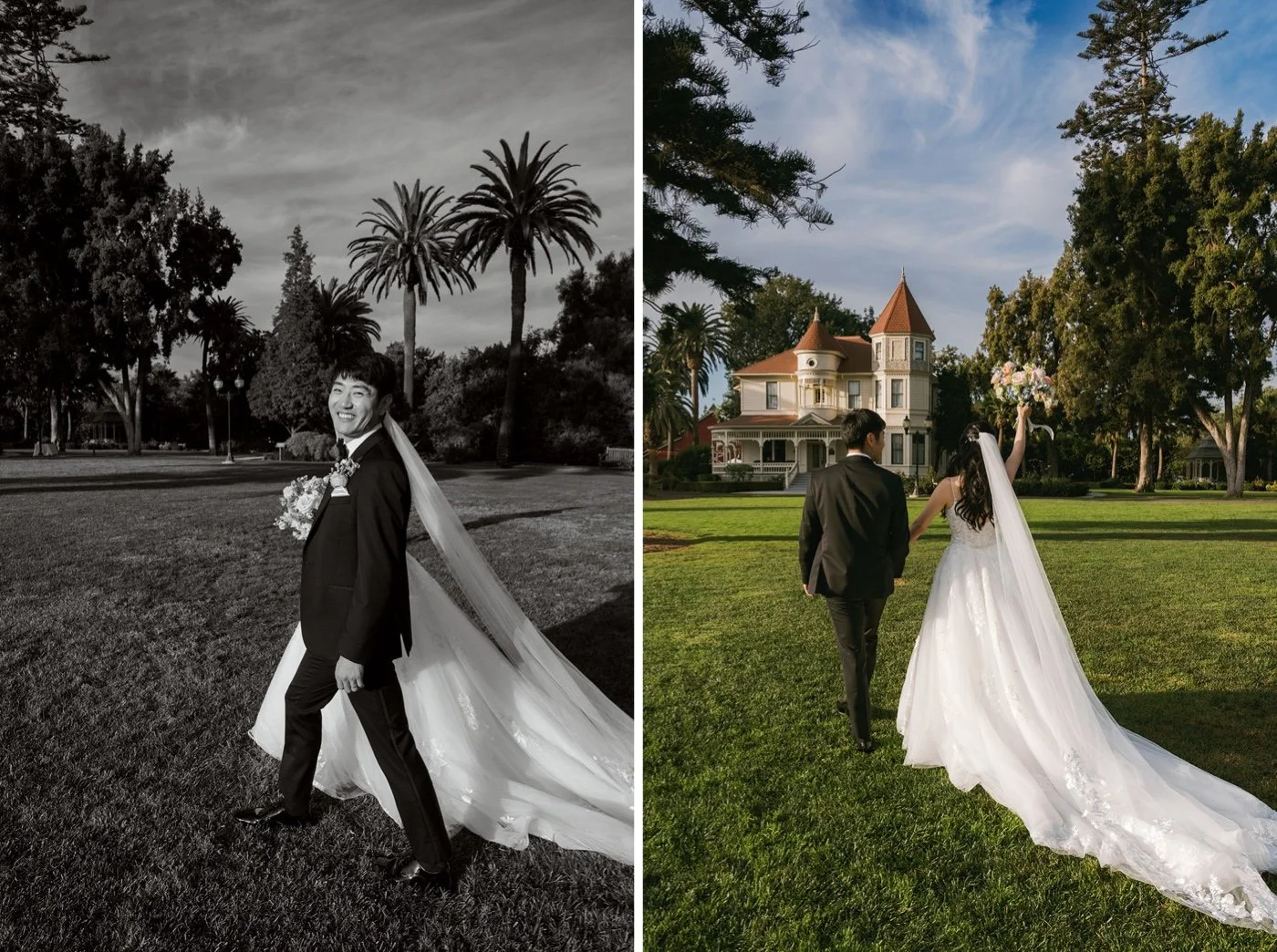 a wedding ceremony on the lawn at camarillo ranch