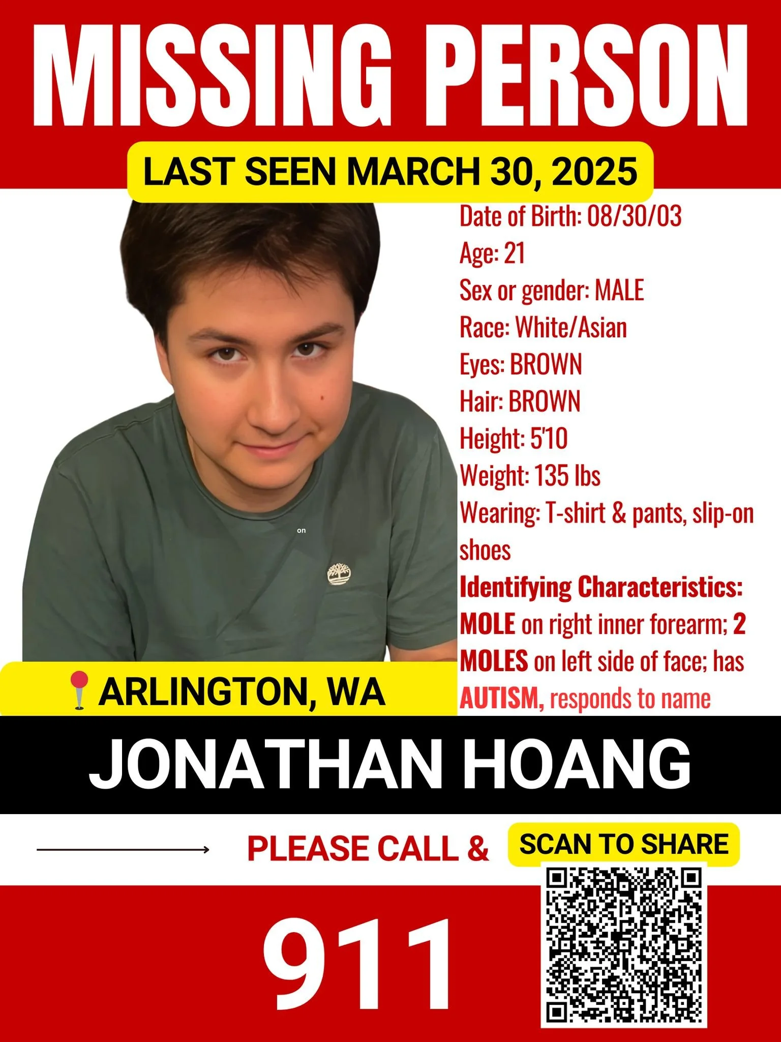 Jonathan Hoang missing person poster