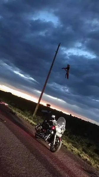 Kennedy hanging from the wire