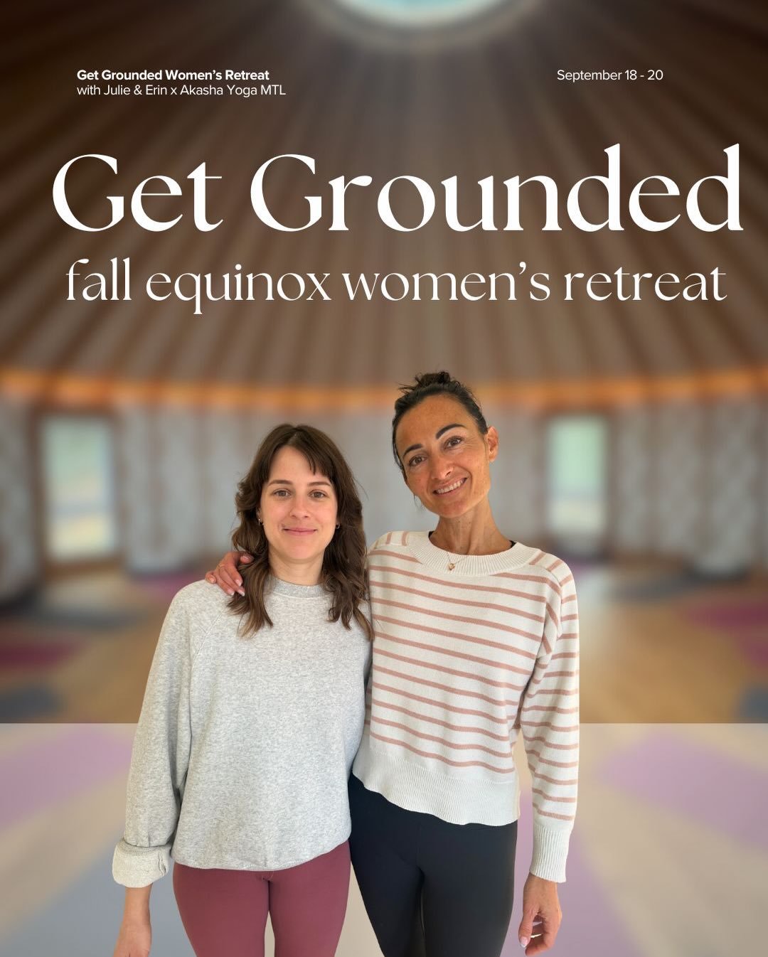 @juliecomeau and I are beyond excited to announce that registration for our Get Grounded Retreat is officially open @_akashayoga !!

We&rsquo;ll be gathering on the Fall Equinox &mdash; a sacred turning point and the perfect time to come back to your