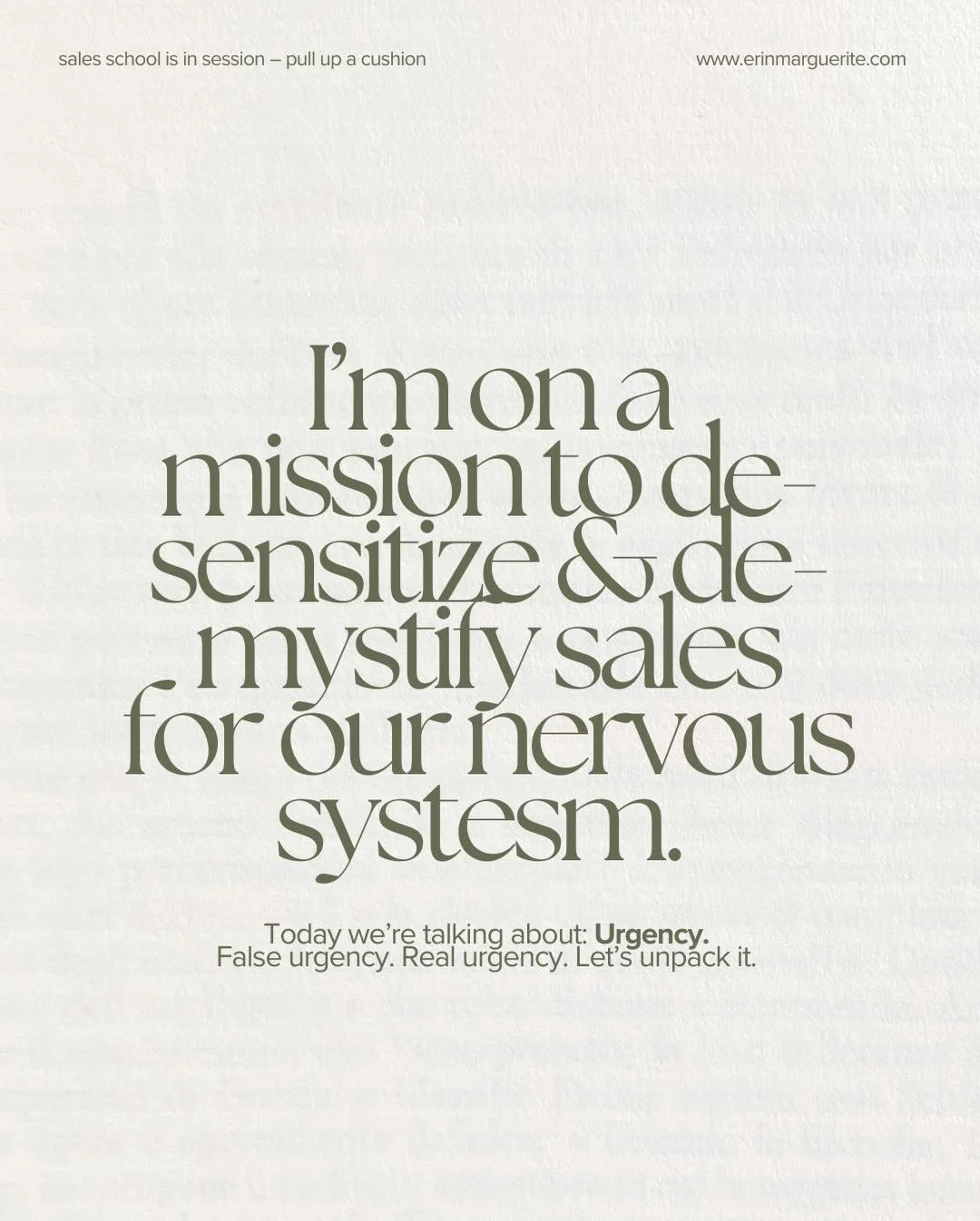 I&rsquo;ve been selling workshops, classes, somatic education experiences and mentorship both 1:1 and group for about a decade now and urgency never felt right for me. But informing while practicing non-attachment did. 

Turns out, as a Manifesting G