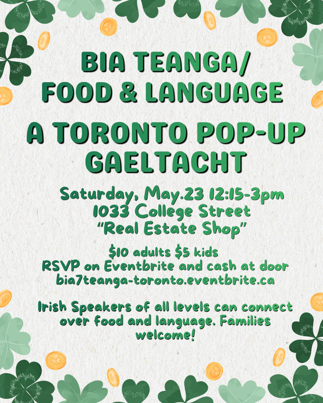 Bia ⁊ Teanga / Food &amp; Language: A Toronto Popup