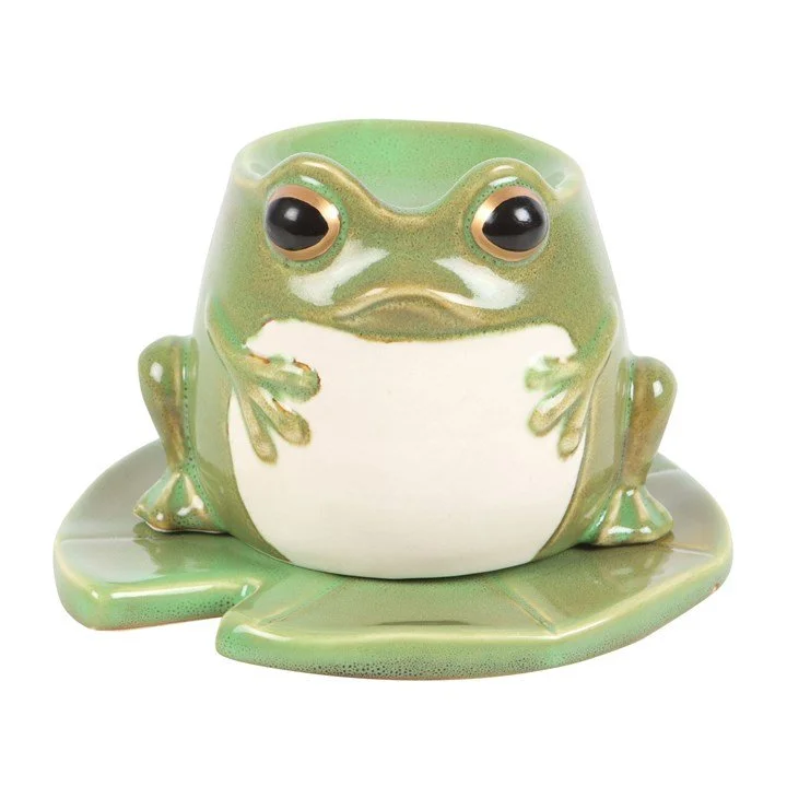 Frog Shaped Oil Burner and Lily Pad Plate.jpg