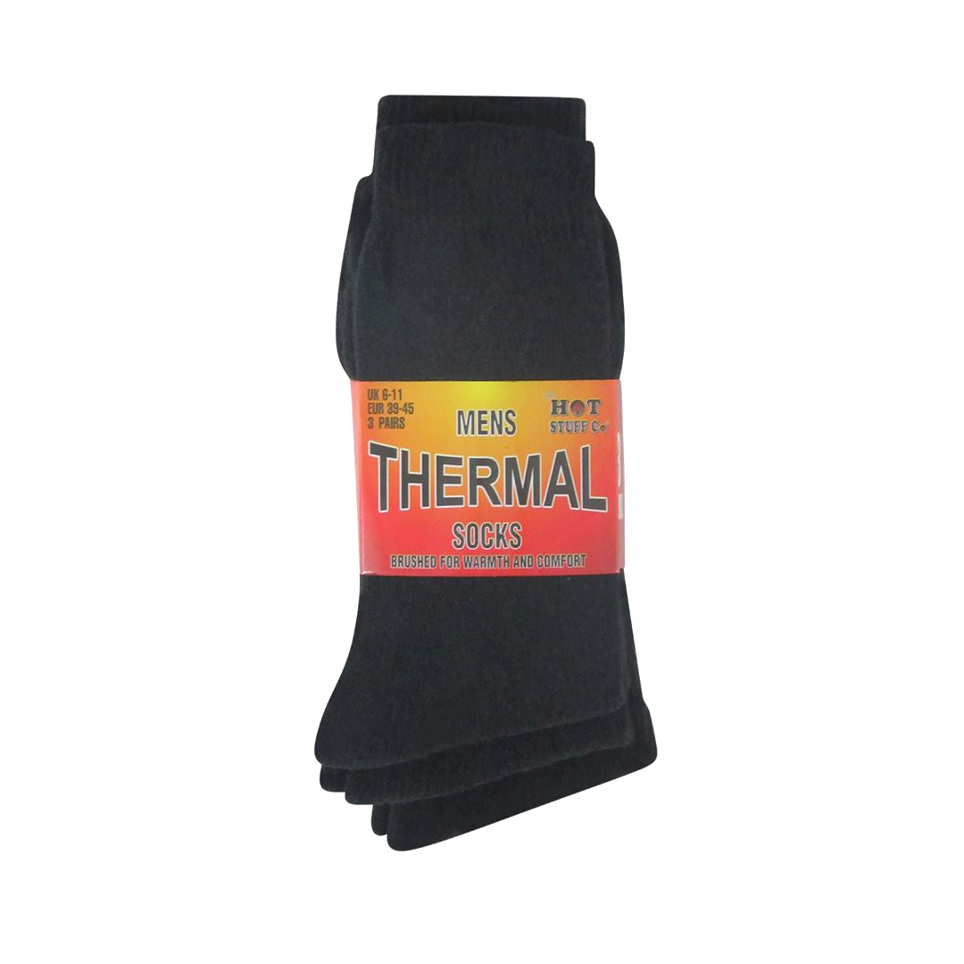 Clothing - Men's Brushed Thermal Ankle Socks - Black (3 Pack)