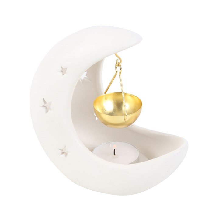 White Crescent Moon Oil Burner with Gold Dish.jpg