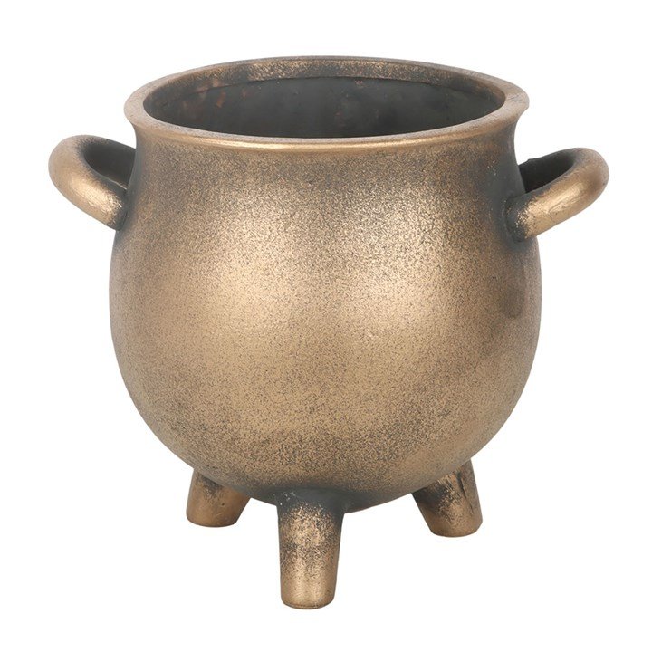 Herbal Magic Bronze Effect Terracotta Cauldron Plant Pot (back).jpg