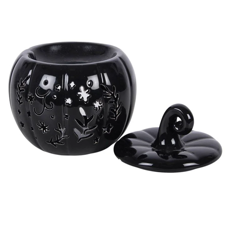 Black Folk Pumpkin Oil Burner and Wax Warmer (lid off).jpg