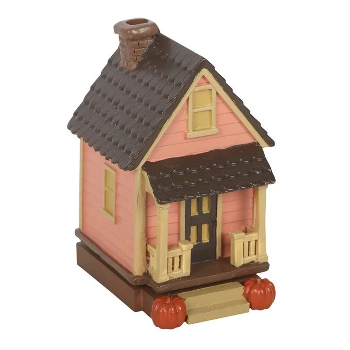 Pink House Incense Cone Burner with Pumpkins.jpg