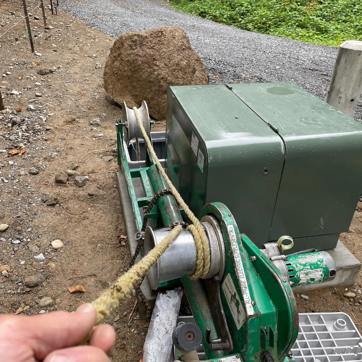 How do electricians pull long runs? With this wire pulling winch. 180&rsquo; long run, no problem for team Waldschmidt as my one customer calls us.