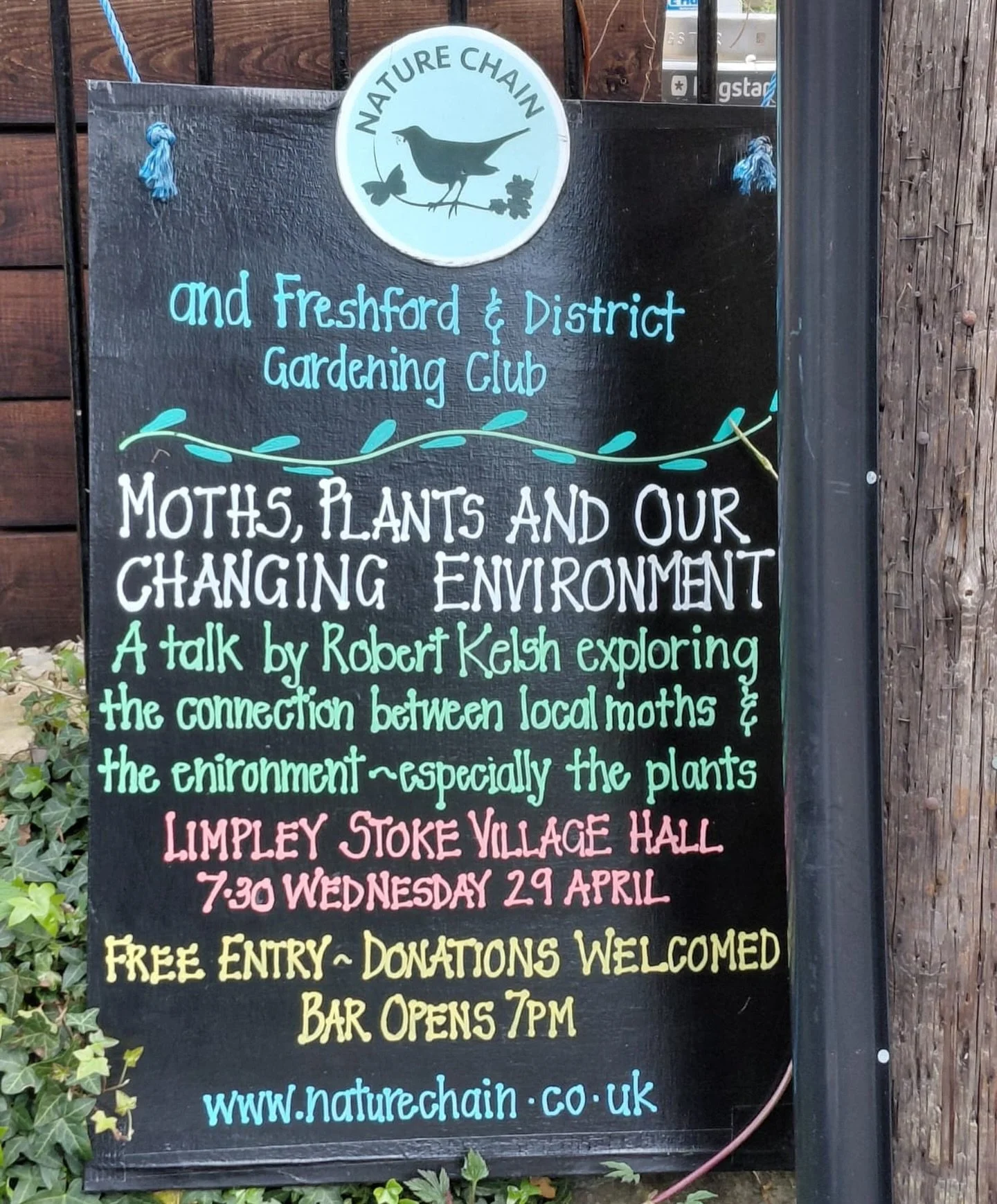 FREE TALK: Moths, Plants and our Changing Environment
With Robert Kelsh

This is a joint event with the Freshford and District Gardening Club
Wednesday, 29 April 2026
7.30pm

Limpley Stoke Village Hall

Following last year&rsquo;s captivating talk, R