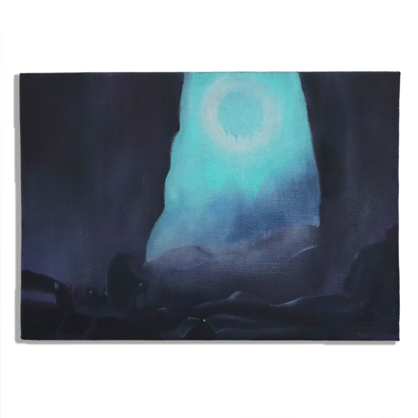 Wet caverns with Ridley Scott, 5 x 7 inches, oil on canvas panel, 2024