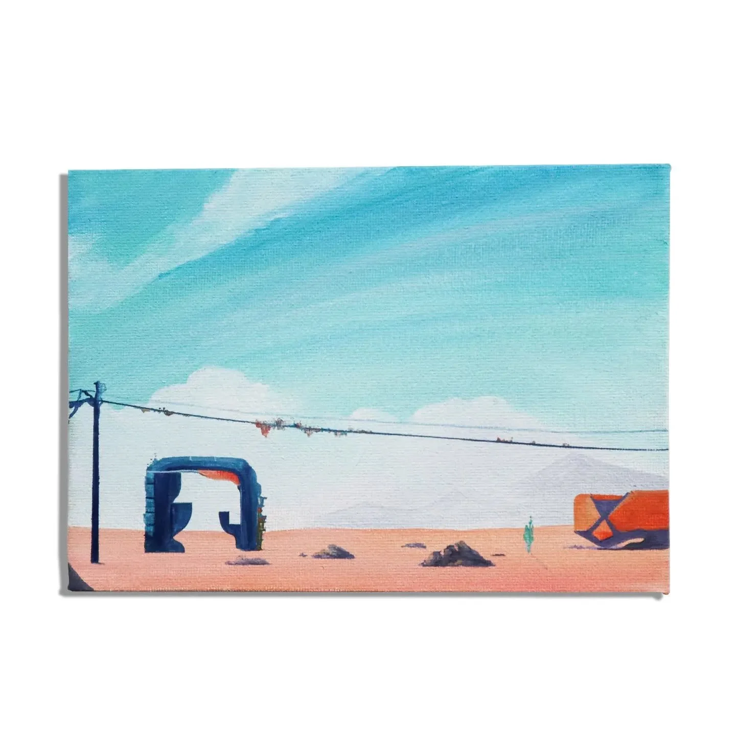 Storage facility, 5 x 7 inches, gouache on canvas panel, 2024