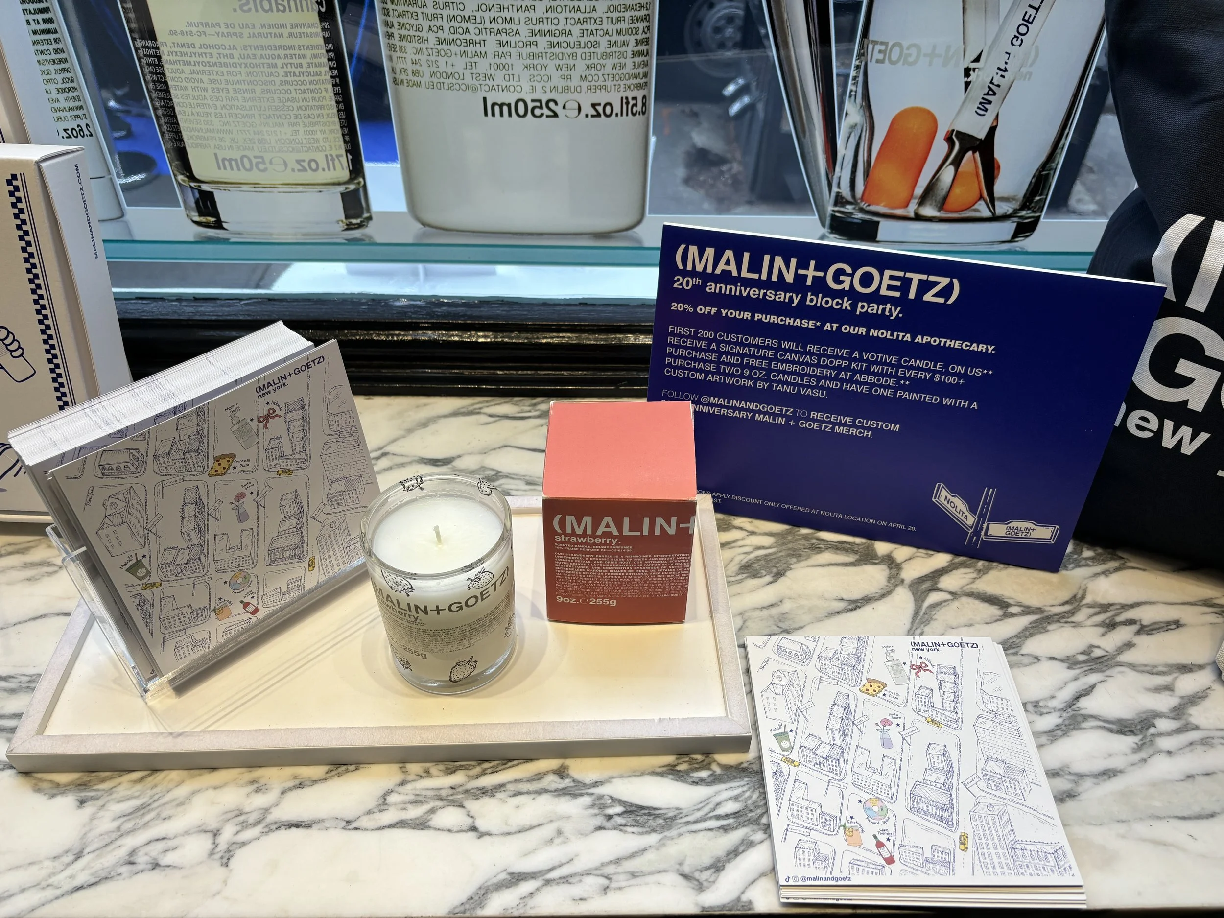Tanu Vasu's live performance custom art for Malin + Goetz where she created art pieces for guests onsite