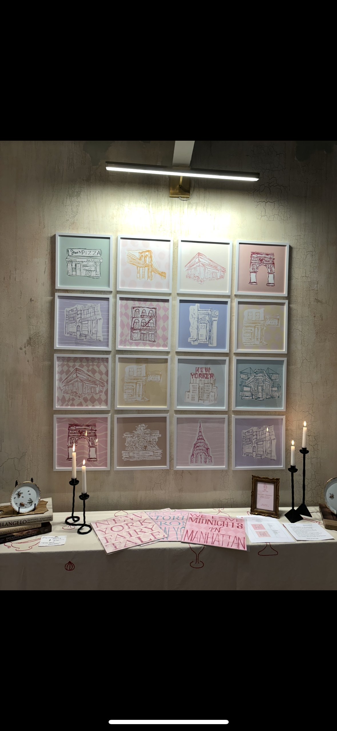Tanu Vasu painting custom commissioned wall of her artworks