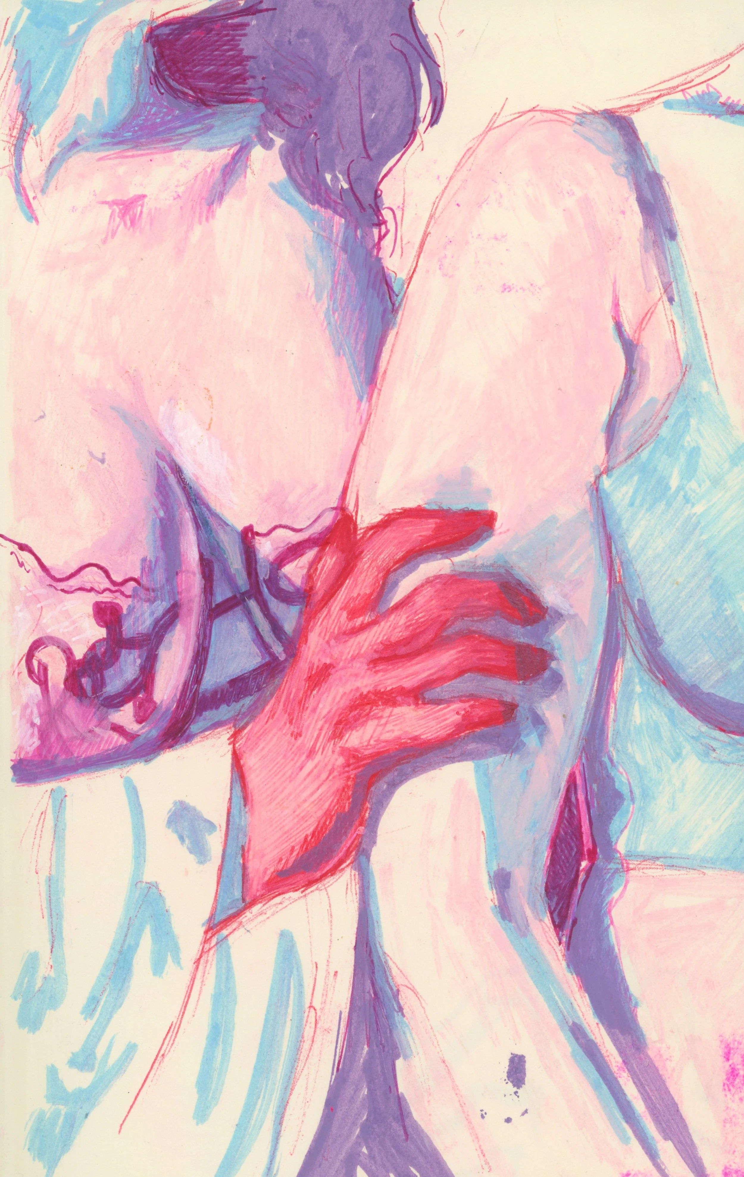 photo study in sketchbook. ballpoint and paint marker