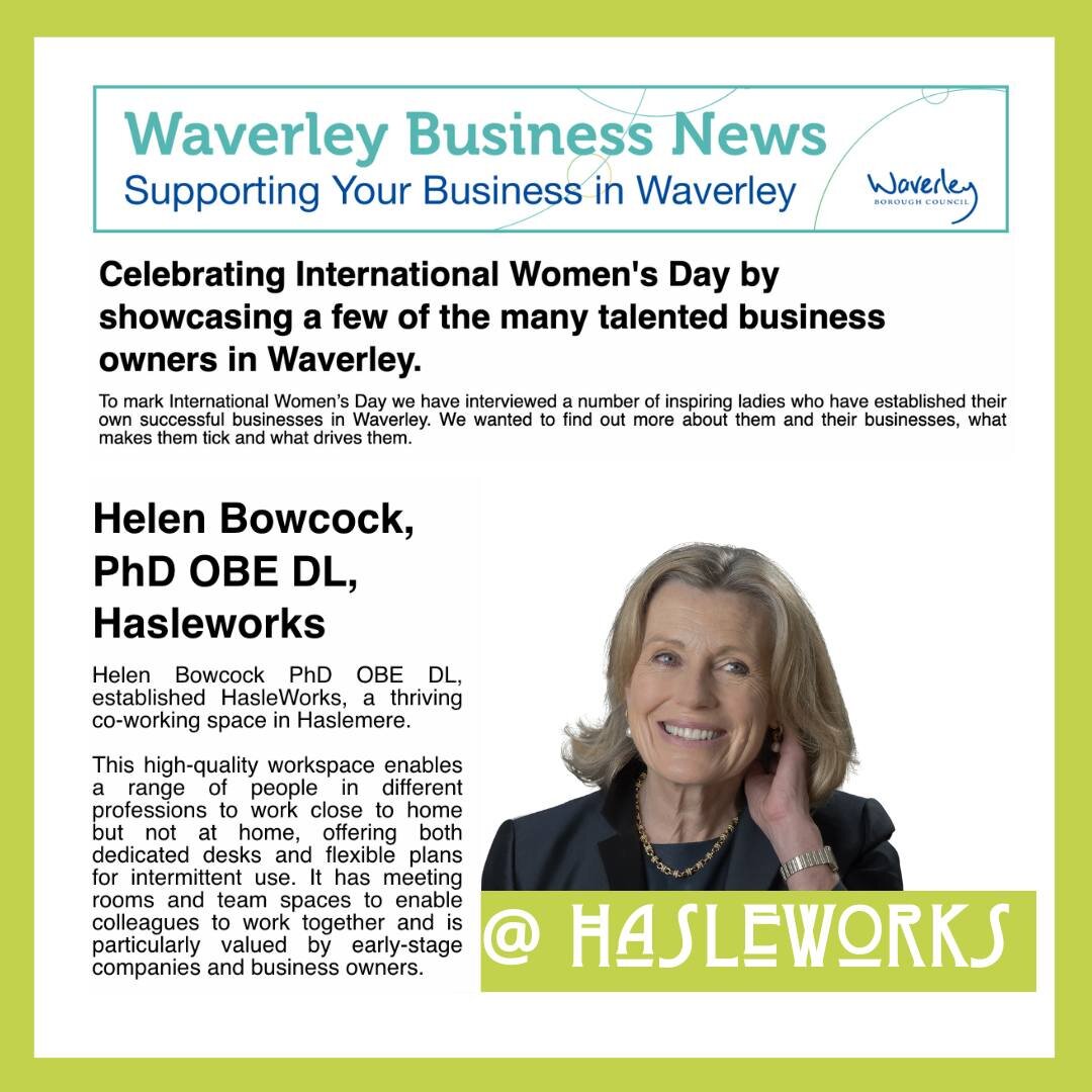 Our founder Helen Bowcock features in @waverley_bc &quot;Women in Business&quot; to celebrate International Women&rsquo;s Day. She talks about how @hasleworks serves women and how it contributes to the local community. Here's a snippet of the article