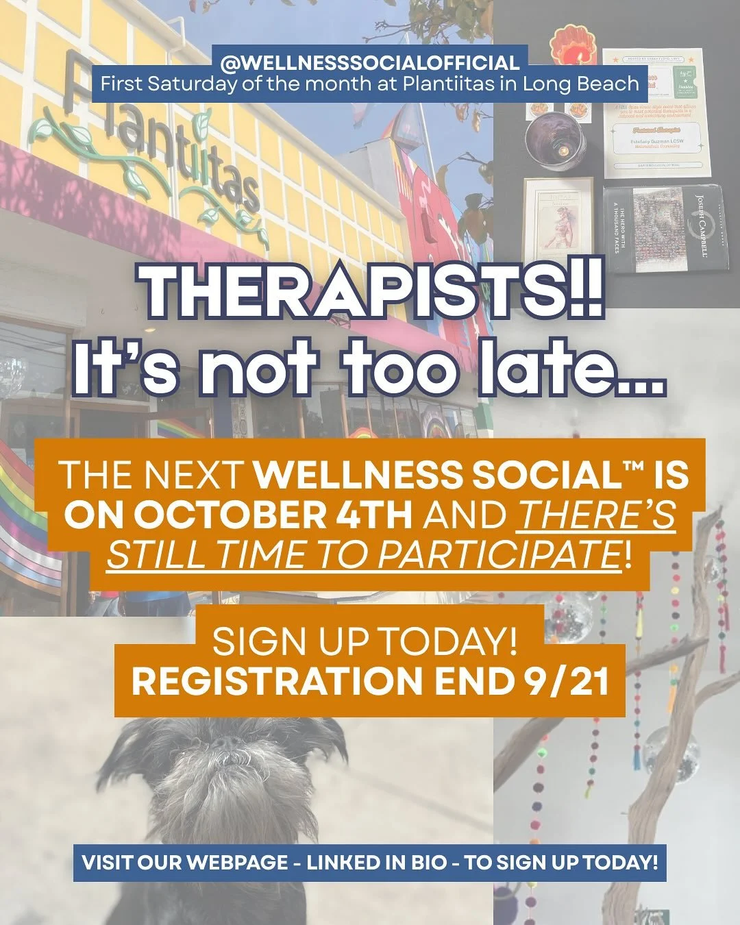 Hey Therapists! There&rsquo;s still time to participate in October&rsquo;s Wellness Social! Sign up today! 

📣 REGISTRATION ENDS ON 9/21!!

#Blacktherapist #queertherapist  #autistictherapist #bpdhealing #latherapist #recoveringperfectionist #commun