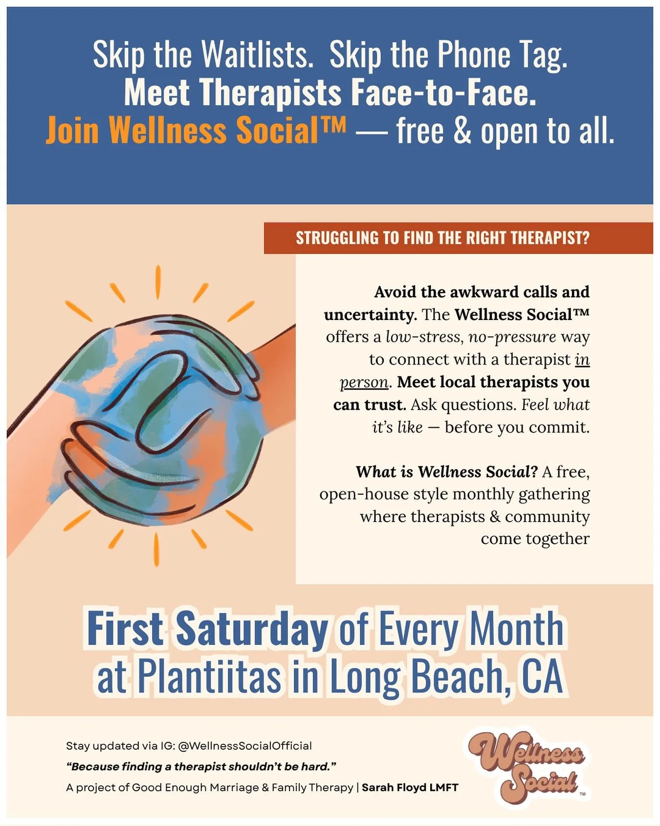 What if it didn&rsquo;t have to be hard?

Wellness Social&trade;️ was created with EASE and ACCESS in mind. Click the link in our bio to learn more about our mission and to get involved TODAY. 

Because finding a Therapist shouldn&rsquo;t be hard.

#