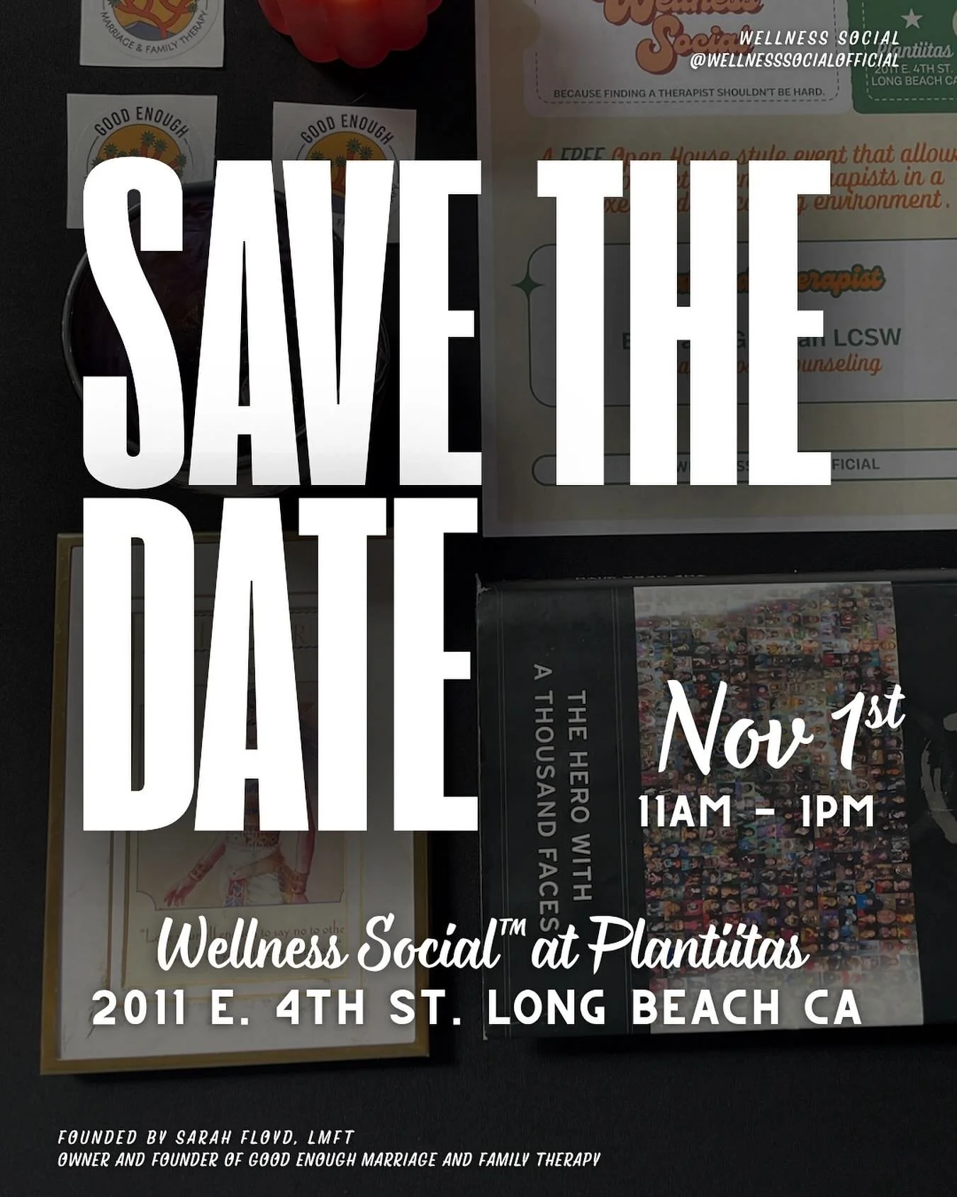 🗓️Add to your Calendar TODAY!

See you on 11/1 @plantiitas for your November Wellness Social event!

FREE TO THE PUBLIC!

#Blacktherapist #queertherapist  #autistictherapist #bpdhealing #latherapist #recoveringperfectionist #communityfirst #accessib