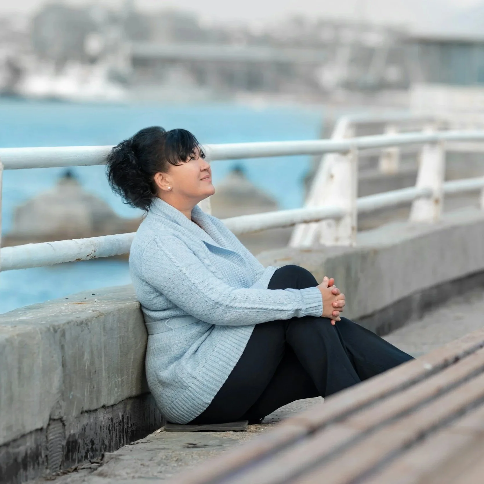 women sitting in calm