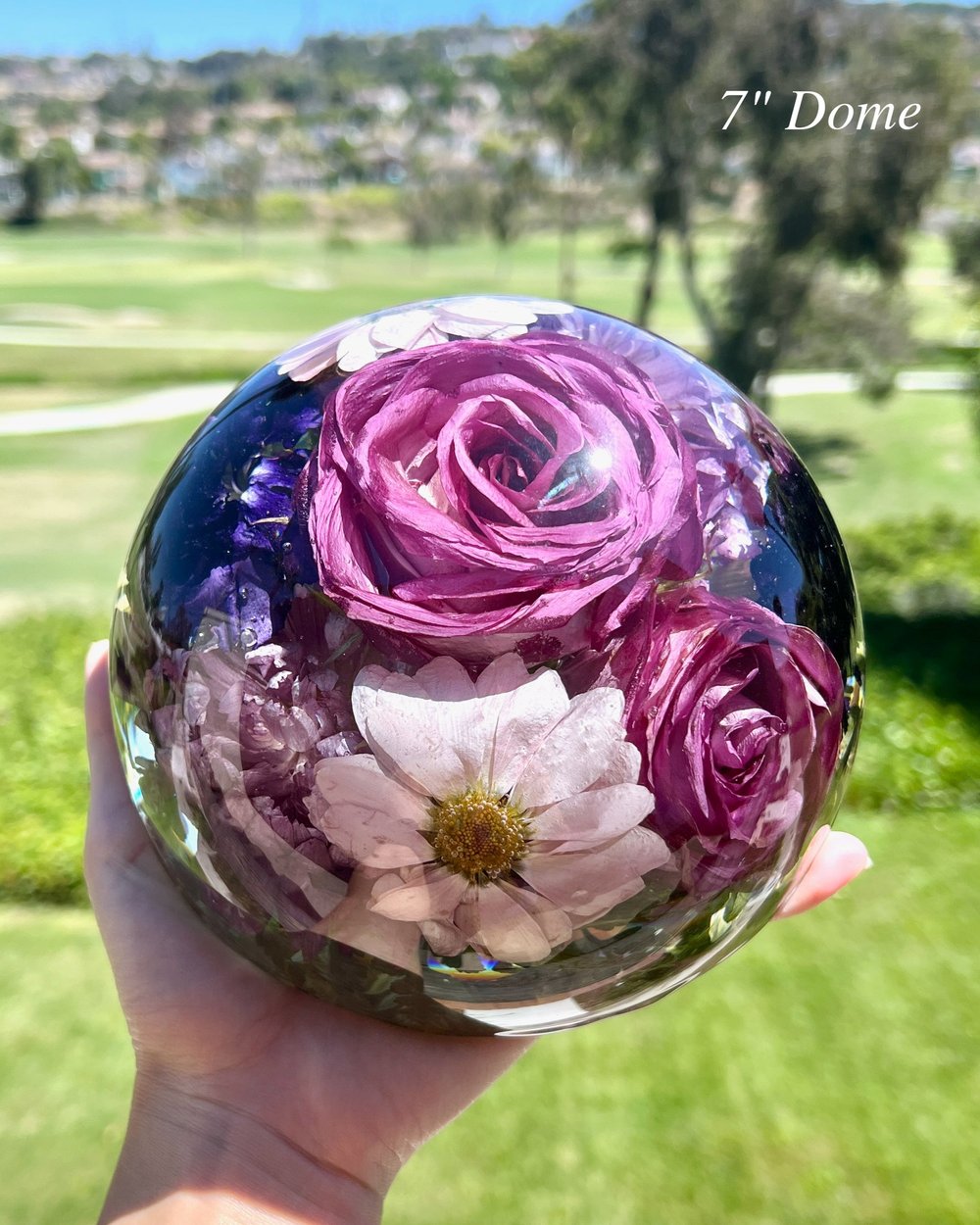 Custom Bouquet Preservation Dome, Wedding Bouquet Preservation Half Sphere  — MarinaMakesArt - Modern Resin Art by Marina Nara