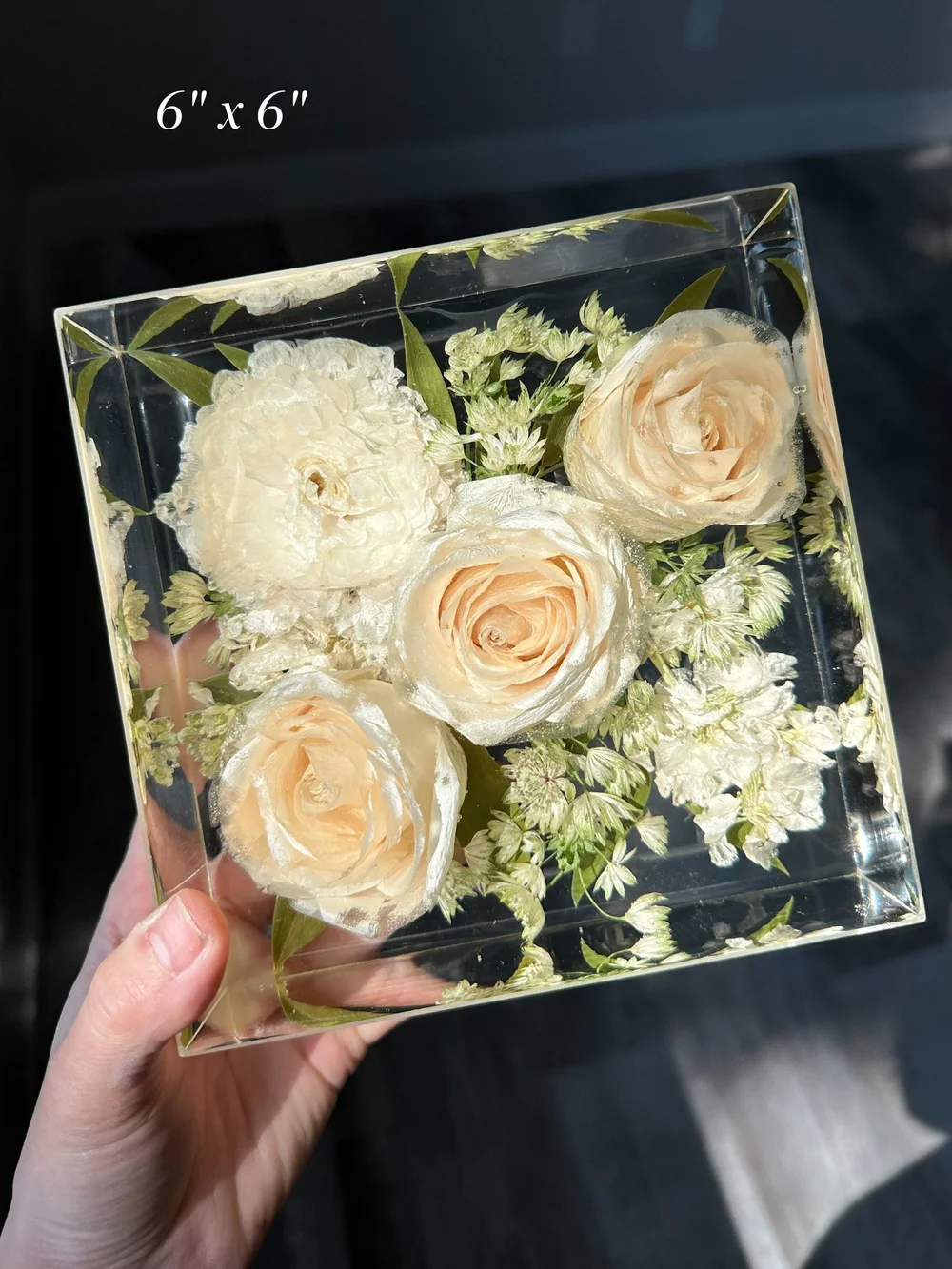 Custom Wedding Bouquet Preservation Block, Resin Flower