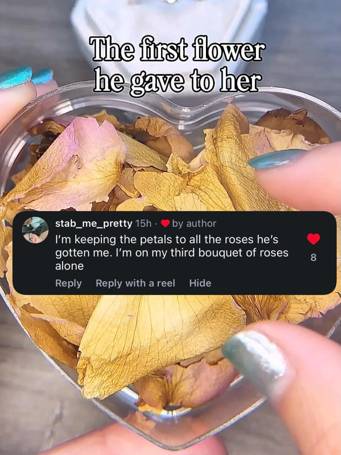 My favorite comments from the making of this flower petal ring 💍💖 Swipe to the end for the full before &amp; after transformation.
 
It always amazes me how many people want to hold onto their flowers. Reading these comments made me smile. 
 
I lov