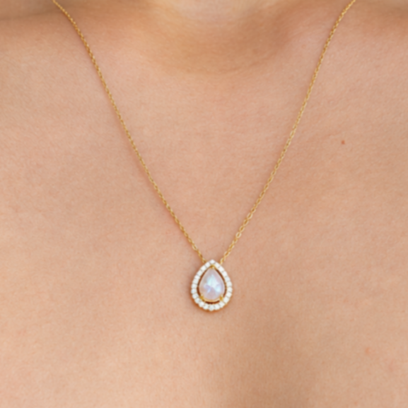 Cremains Halo Teardrop Necklace