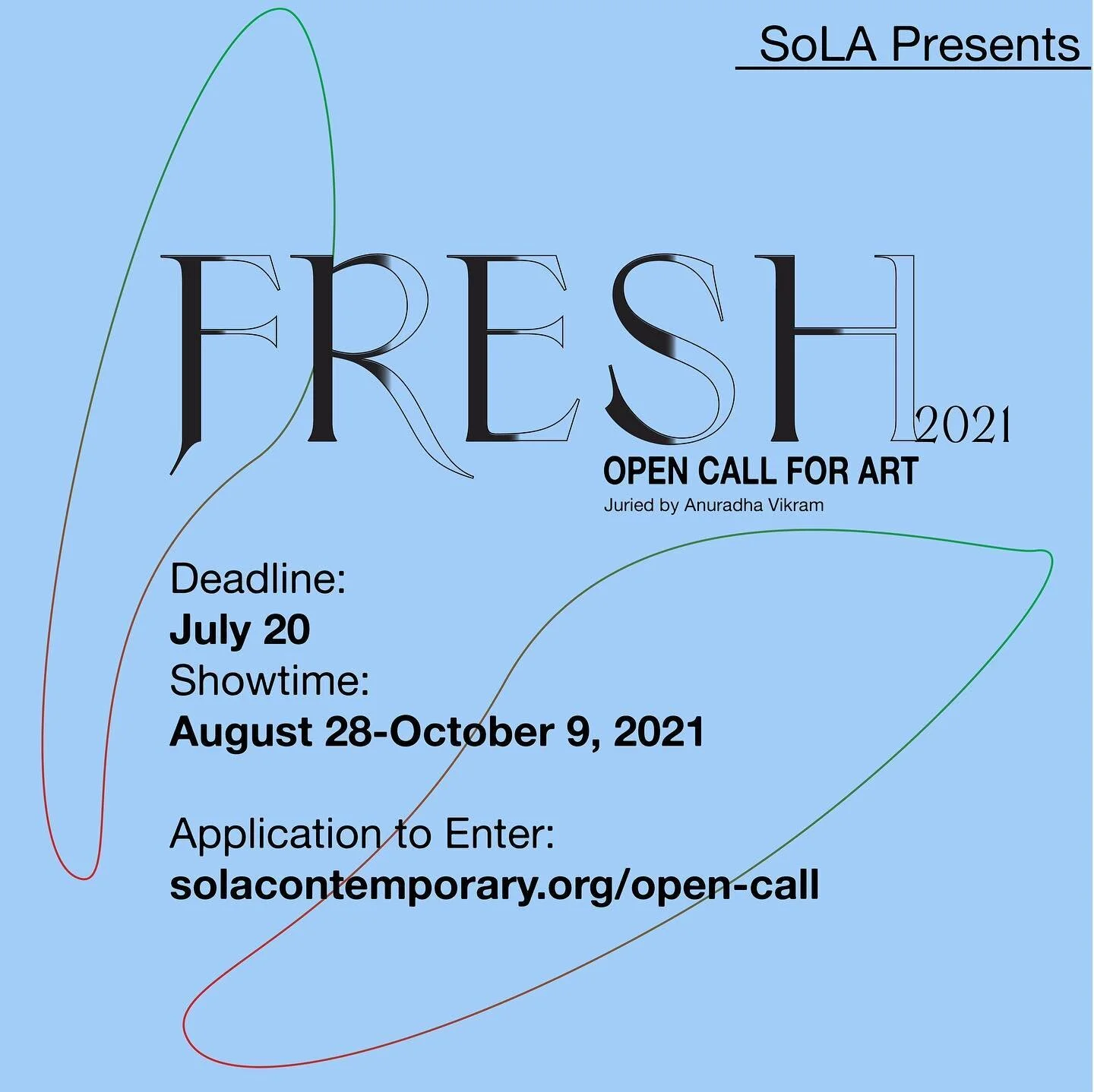 Calling all Artists! Don&rsquo;t forget to submit your work to this year&rsquo;s open call, 𝘍𝘙𝘌𝘚𝘏.⁣
⁣
*SoLA Contemporary will award a solo exhibition (2022) to the winning artist!
