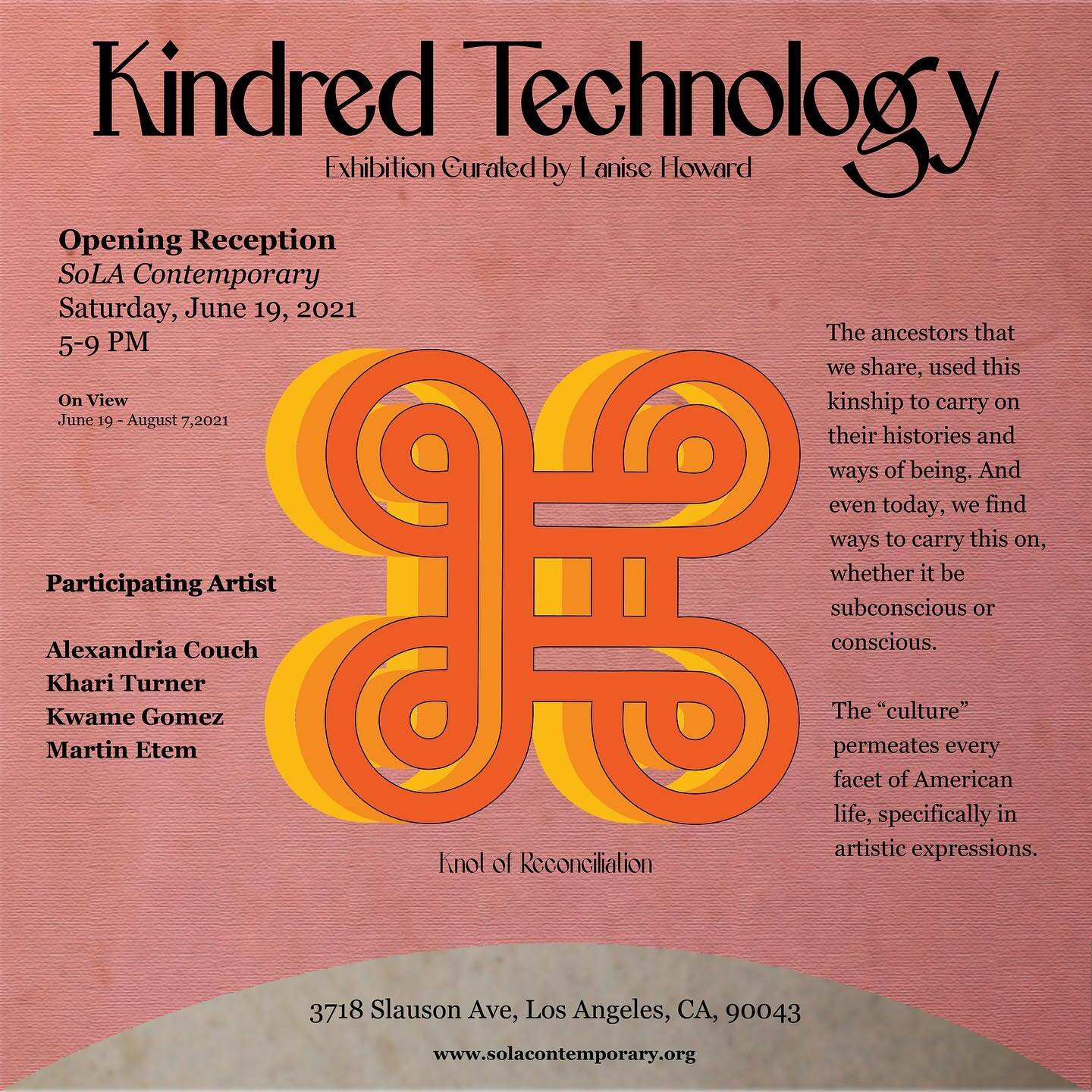 😲Surprise! It's here!! Kindred Technology exhibition will be on view: June 19 &ndash; August 7, 2021. The opening reception coincides with Juneteenth, an important day of celebration that commemorates the emancipation of Black Americans in the Unite
