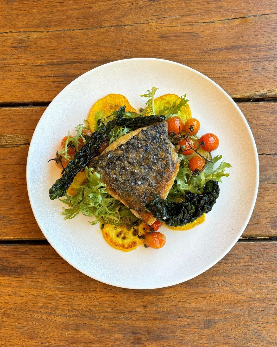 Don't miss this weekend's special! Barramundi, summer squash, confit cherry tomatoes. Until sold out.
